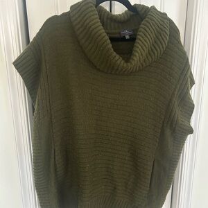 Cowl Neck Olive Green Knit Sweater Vest